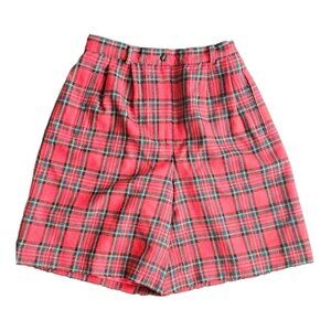 Vintage Amanda Smith Pure Wool Red  Tartan Plaid Casual Shorts